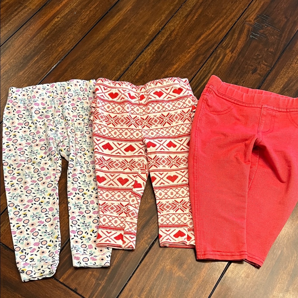 Set of 3 Girls Leggings, Size 12 Months